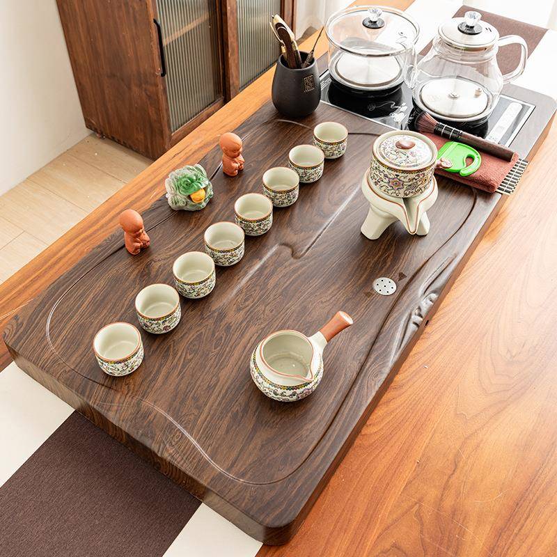 茶套装全自动一体烧水泡JZR壶茶盘高档陶汝具窑功瓷夫茶盖碗茶壶