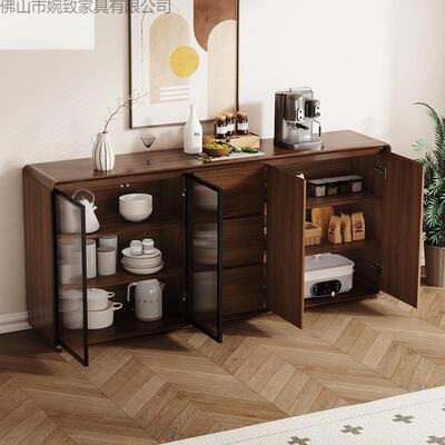 餐柜靠墙厨房体储物柜一客厅多能新中边式收纳柜实木NGR色功现代
