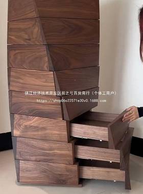 新中现式斗柜极简代轻SFI实木七七斗橱北美奢抽屉柜黑胡桃木卧室