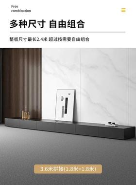 超长黑色地电视柜约茶厅几组合现代简客落家用岩板地柜GVR轻奢感