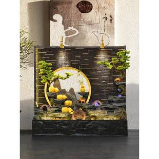 水幕喷墙流水风玄关BPV循环水假山泉入财户招景屏观装 饰客厅落地