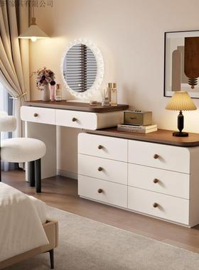 中古奶风梳台卧室现化代简BJI约2025新款妆实木斗柜收纳柜油一体