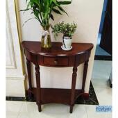 莱澳断柜长桌走廊新美实式 半圆木玄关桌靠墙玄 玄092关柜条欧隔式