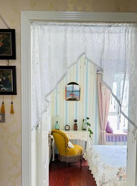 断法式帘免角打孔OVQ隔帘厨房半帘珠子拱形半截流苏门三遮挡帘拱