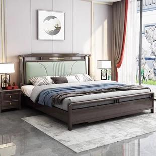 YUQ新中式 实木床1.现代简约主卧双床人大1软.8米储物包婚5床卧室