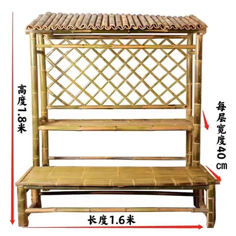 腊肉饰竹货架农家乐土特产展示屋架带顶复古架子饭806店明档装挂竹筐