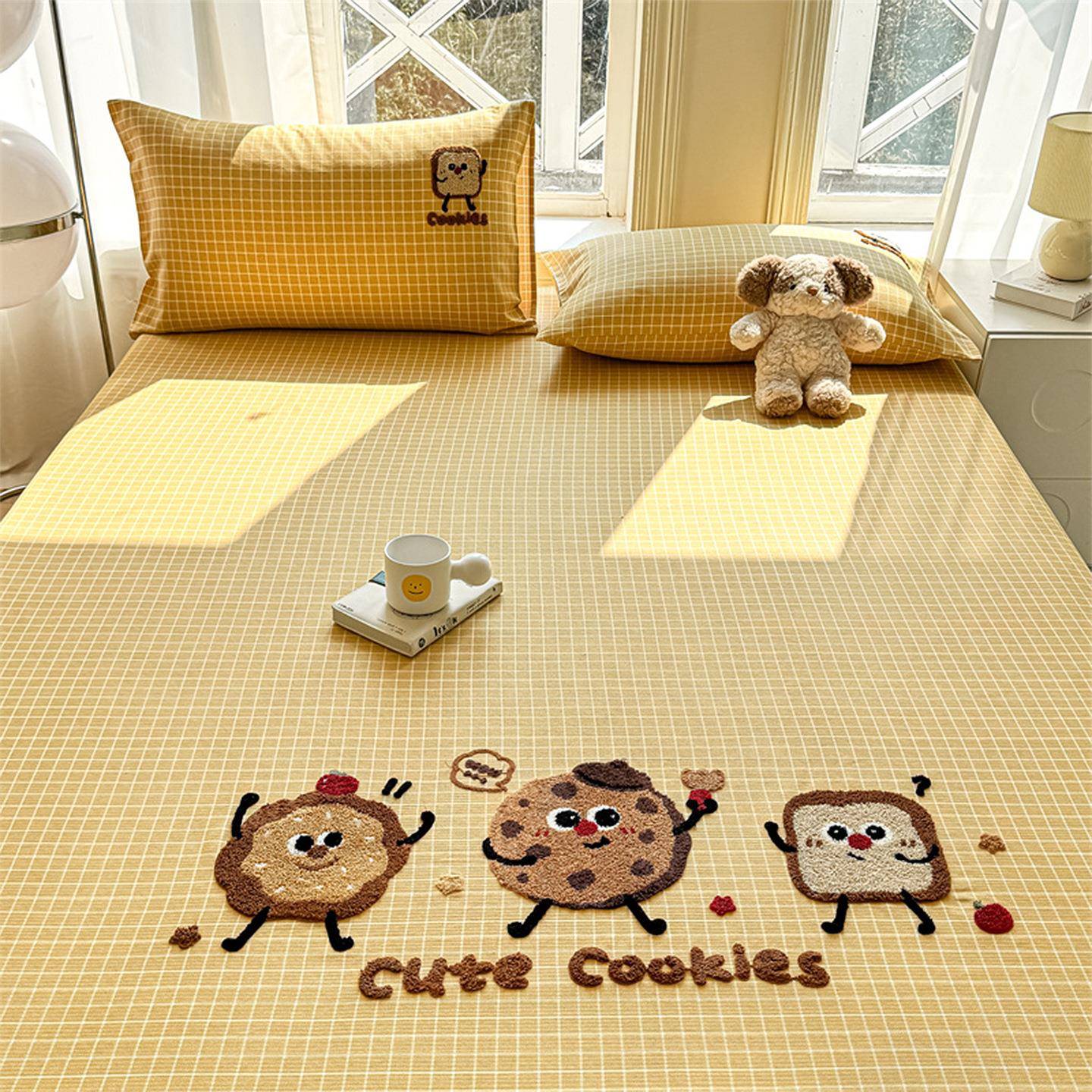 全棉老粗布床笠件儿童卡通纯棉单床套三件RNX套保床垫罩床护套防