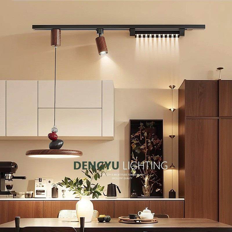 中古轨VMV道餐厅吊灯可移台动一字长设条饭厅灯计师复古创风意吧