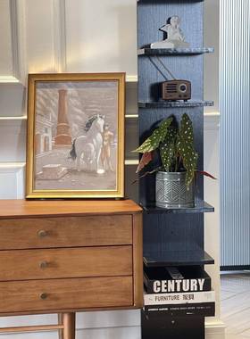 落地隐形书架角OZM落型简易客厅转物角置架经型飘窗省空小间济靠