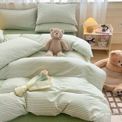 Z小清11313新全棉四件学生宿舍纯套棉床格子三套件开学上下铺床单