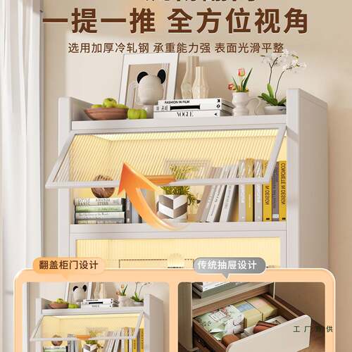 可移动边柜钢制床头柜家用卧边柜奶油风几斗柜沙F99779T5发边旁室