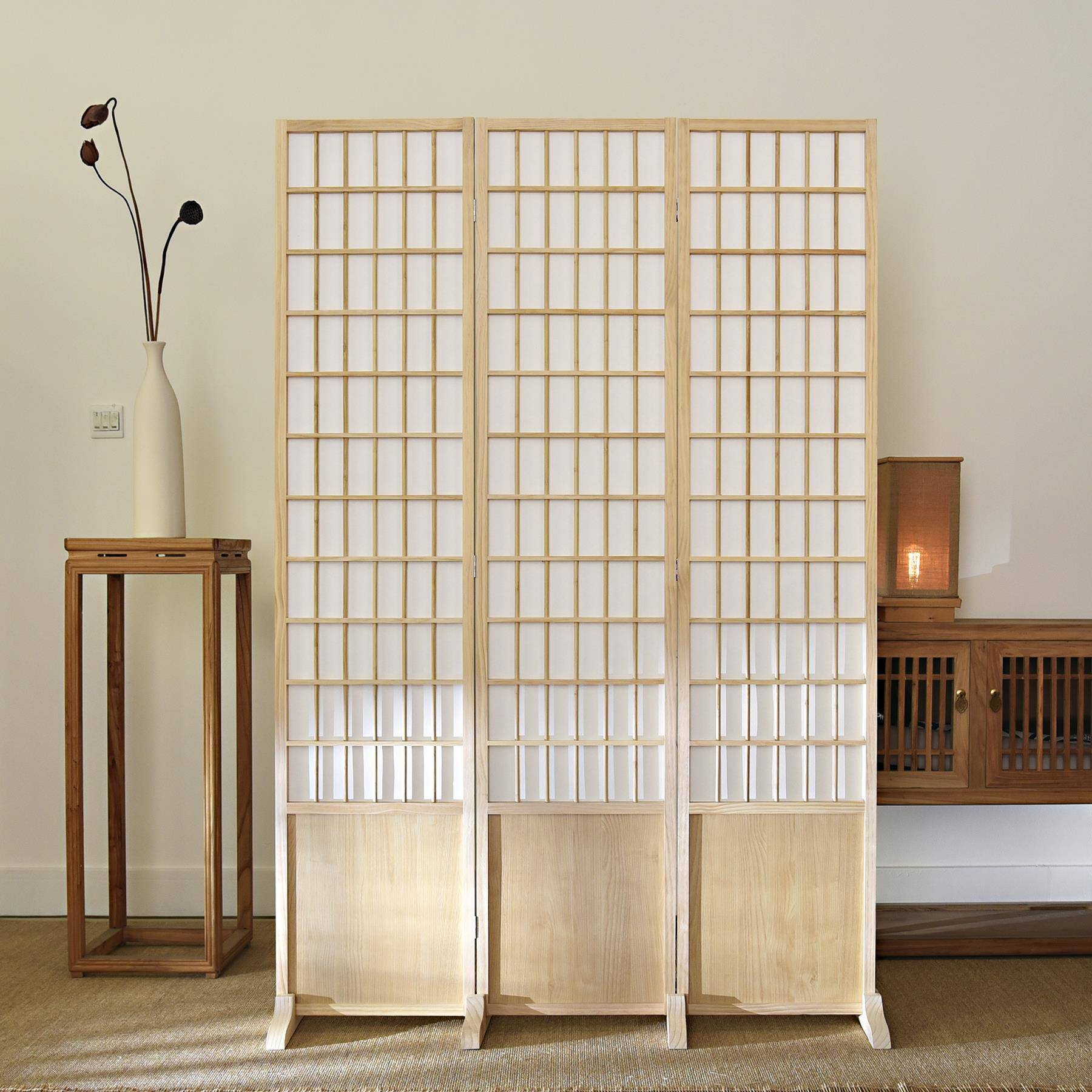 日式屏风隔断入IES户门玄关隔断时料尚简约厅餐客厅理酒店直播墙