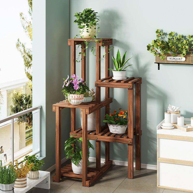 置实木阳转角花架室PNM外落地式多肉台大花盆架墙角小多层型植物
