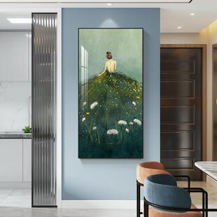 绽放玄画厅关装饰美女术挂画竖版墙画少SF796640女抽象花卉艺卧室