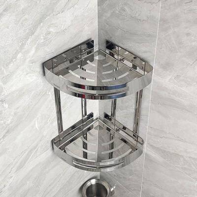 34不锈墙上17411转角0置房物架双层扁管加厚角架浴钢室厨置物篮