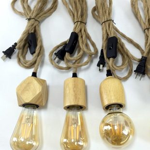 麻绳灯线复古实木小吊灯开关电源线民宿灯泡线灯罩线麻花编织线