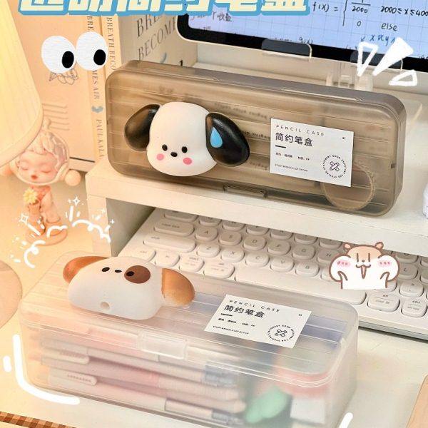 磨砂透明笔盒简约学生初中生高级感可爱小狗文具收纳盒笔筒笔袋女,文具电教/文化用品/商务用品,文具盒,淘宝优惠券,粉丝福利购,淘宝优惠卷
