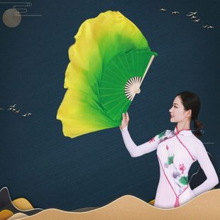 舞蹈扇子在希望的田野上舞蹈扇子广场舞扇子扭秧歌双面真丝表演扇