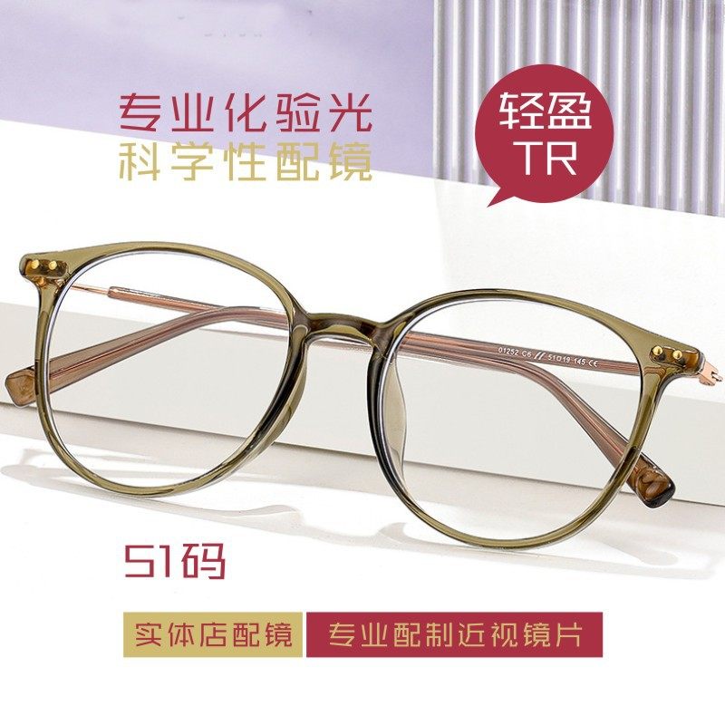 小红书爆款镜架中大框平光防蓝光眼镜女tr90一体鼻托眼镜框01252