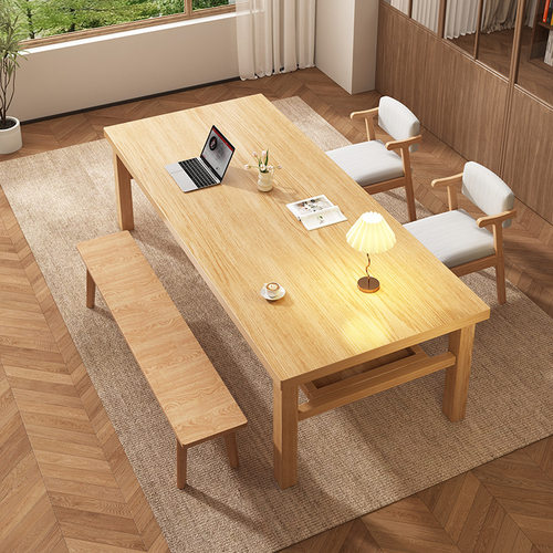 实木电脑桌卧室大板桌家用长方形双人桌子办公桌书法桌茶桌学习桌