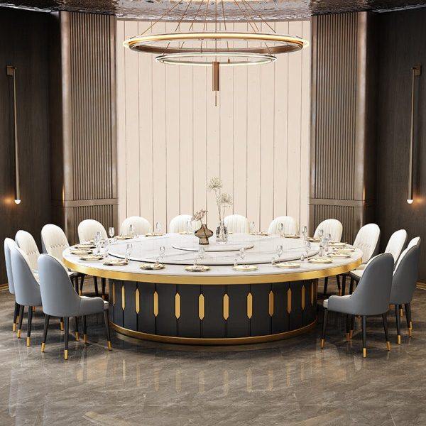 轻奢岩板餐桌酒店大圆桌20人电动转盘现代简约饭店会所电磁炉火锅,住宅家具,岩板餐桌,淘宝优惠券,粉丝福利购,淘宝优惠卷