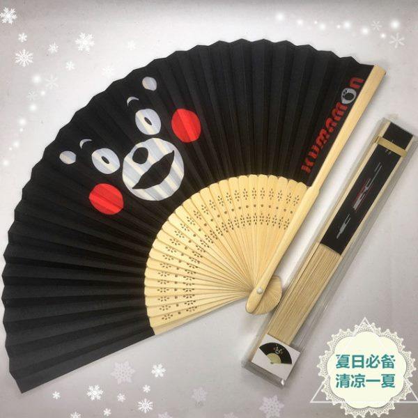 传统降暑超萌kumamon可爱黑色工艺折扇子头层青降温熊本便携小巧,居家日用,扇子,淘宝优惠券,粉丝福利购,淘宝优惠卷
