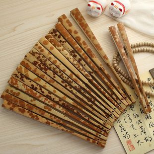 花斑竹折扇云妃扇子湘妃竹折叠扇书法文玩扇男女扇苏工宣红花梅鹿