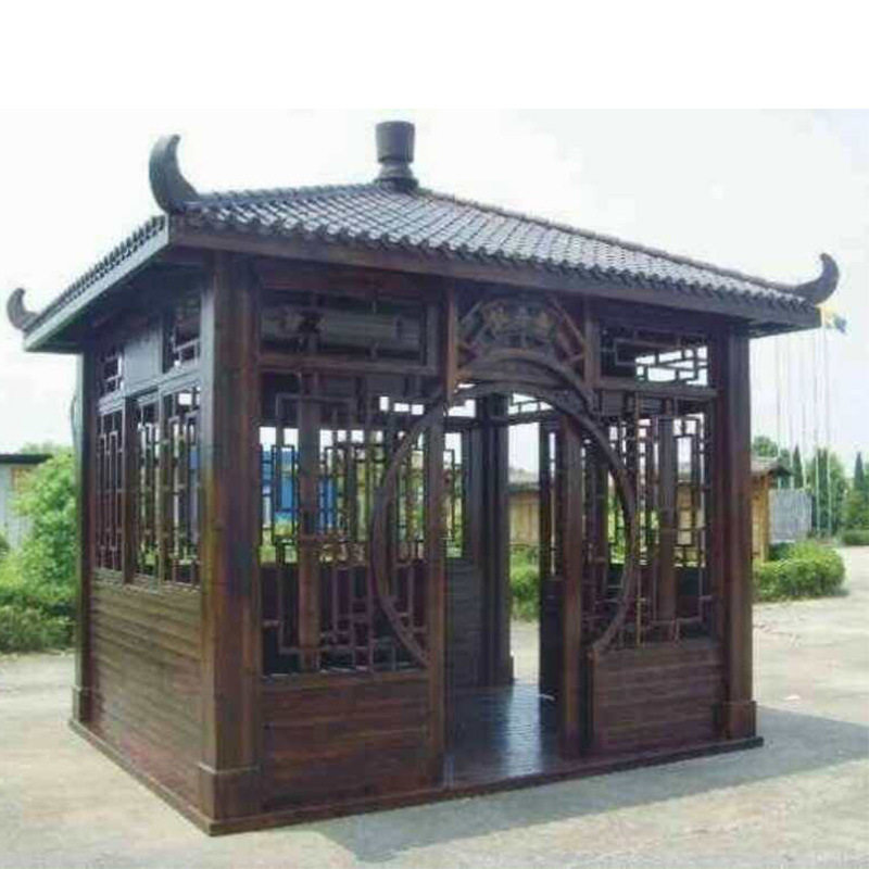 新中式户外防腐木屋四角小木屋移动简易民宿房子组装三层亭子庭院