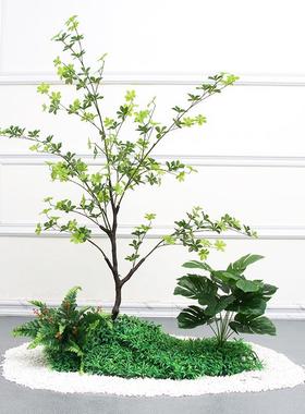 真绿植景室内梯下假树仿生20221027植物盆楼栽落地花景观造旅人蕉