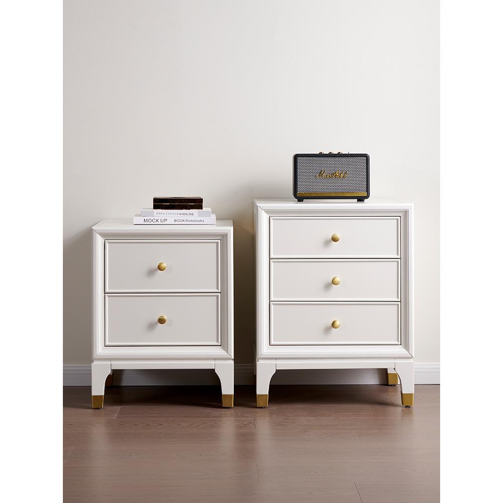 A5232L美式奢头柜实轻木现代简约迷你小型床柜边子卧室床窄白色35