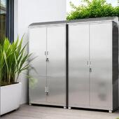 户外防花雨304不钢锈清锁洁工具收纳柜庭院园阳985台防晒带收纳柜