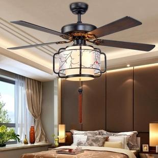 新古中式 复吊扇卧室灯书房间家用中风客厅吊扇灯仿古风扇 美855式