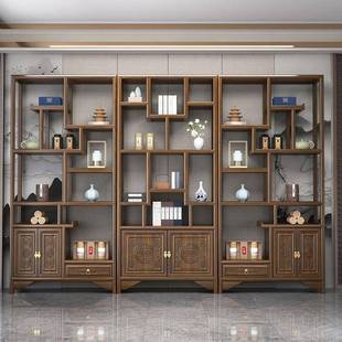 实木博书古架多宝阁置物办示公茶室摆件985展柜架隔断新中式陈列
