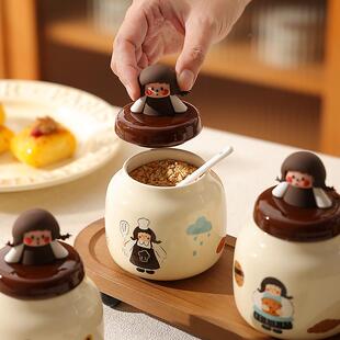 陶瓷调罐感食盐味罐家用密封防瓶潮调料味盒Fhqwfgrr厨房收纳佐料