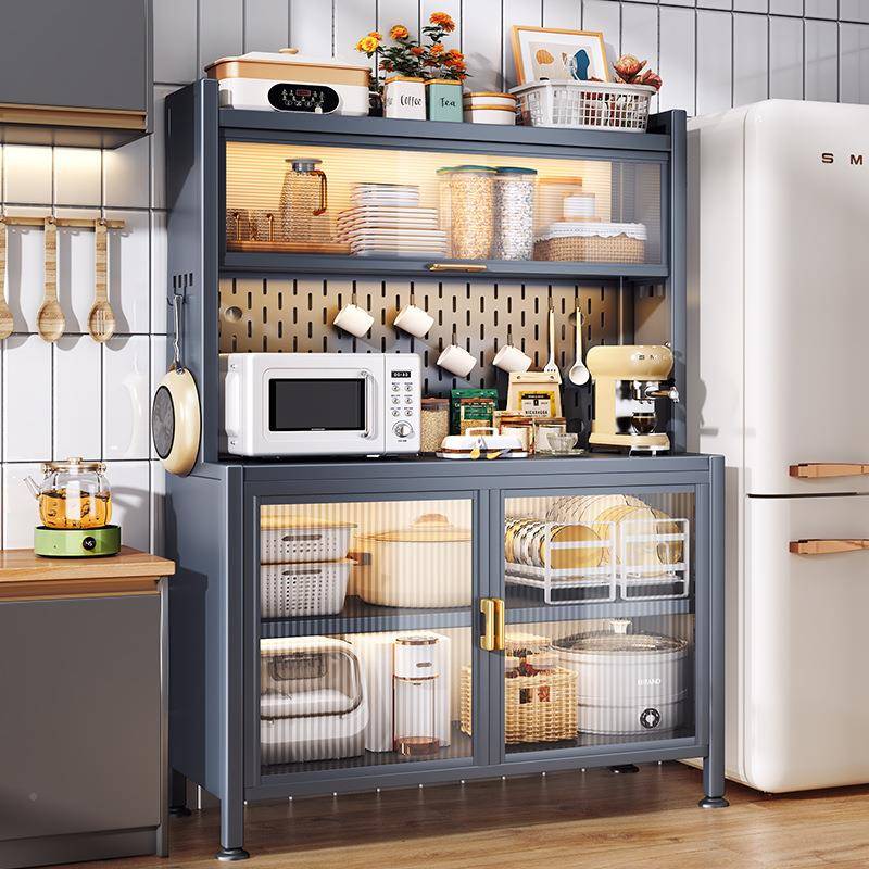 餐厨房上翻门边炉柜微多层落地多功能波家电餐边HWZ储物收纳橱具