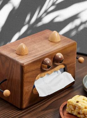 可爱纸胡桃木纳纸巾盒小怪兽ZT-ZJ01实纸木巾盒收客厅创意抽盒家