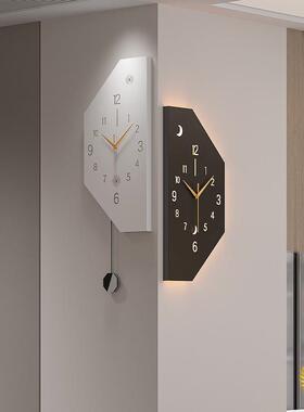 ?角现代钟表拐挂钟客厅2025新网F$p$p$%p红转角款双面时钟挂感墙