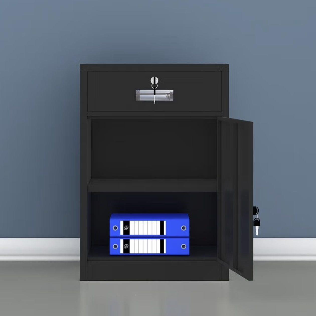 制件GIM钢柜皮柜带锁小柜子家用床头柜密文铁码锁活动柜办公室抽