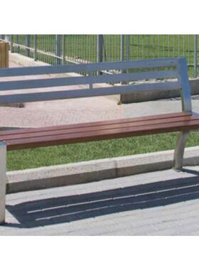 户外不锈休钢公学园椅校广场金属长椅防腐松木椅小区闲长座HK034