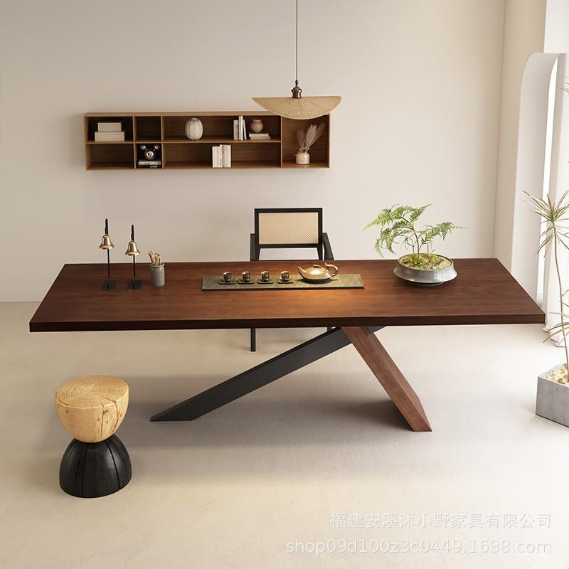 师木茶桌餐桌两用老板办公桌茶桌FZN一设计款实茶桌原木体大板泡