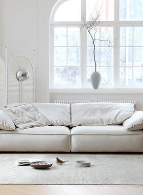 Baxtr大耳朵e沙发象奶油砂色系别墅设计SL9091#师磨布四人位直排