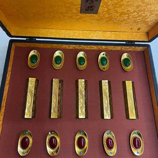 复古鎏锌合金金镶宝石20250817元金条套件装金属工艺品文宝创市集