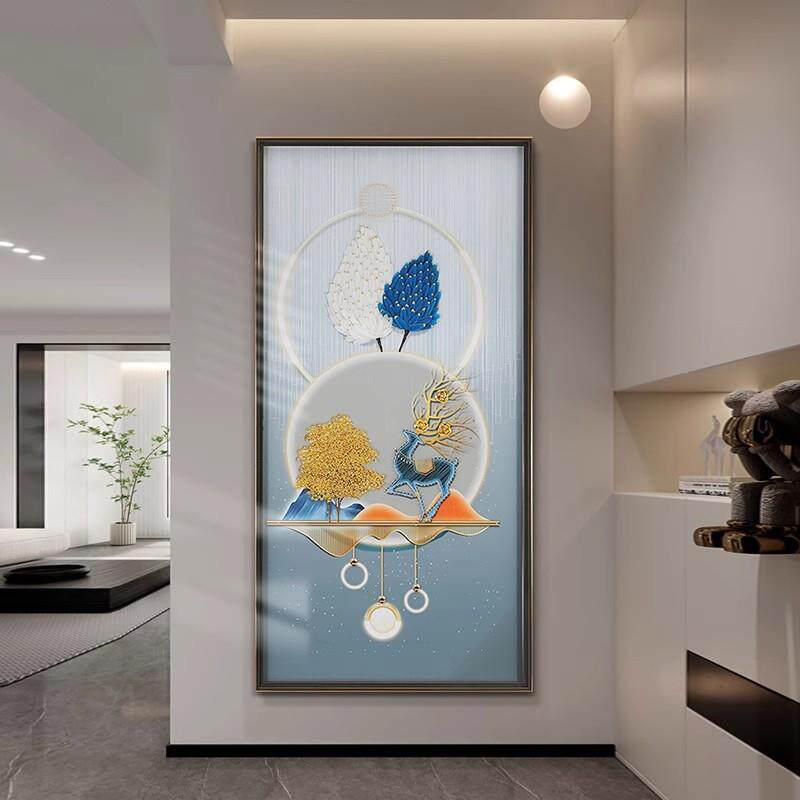 DVC玄廊关装饰画客厅档手工钉子线画成品实物画走过道绕正对高门