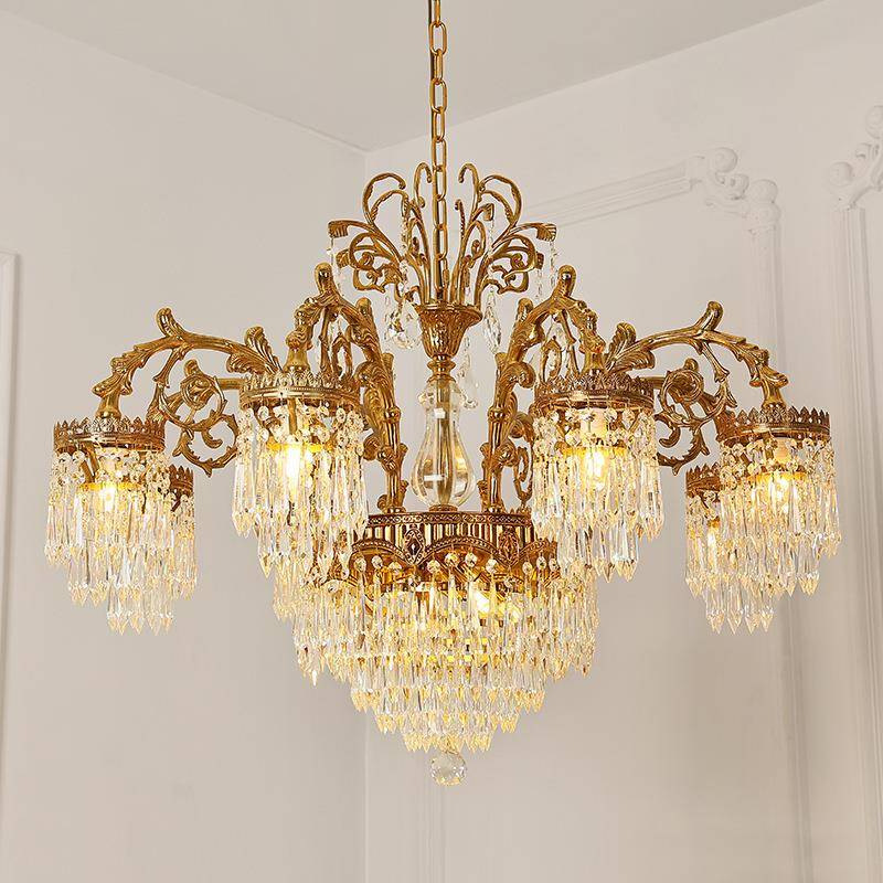 法式铜水晶客厅吊灯欧式别墅挑高370大全华厅餐厅宫复古奢廷大气