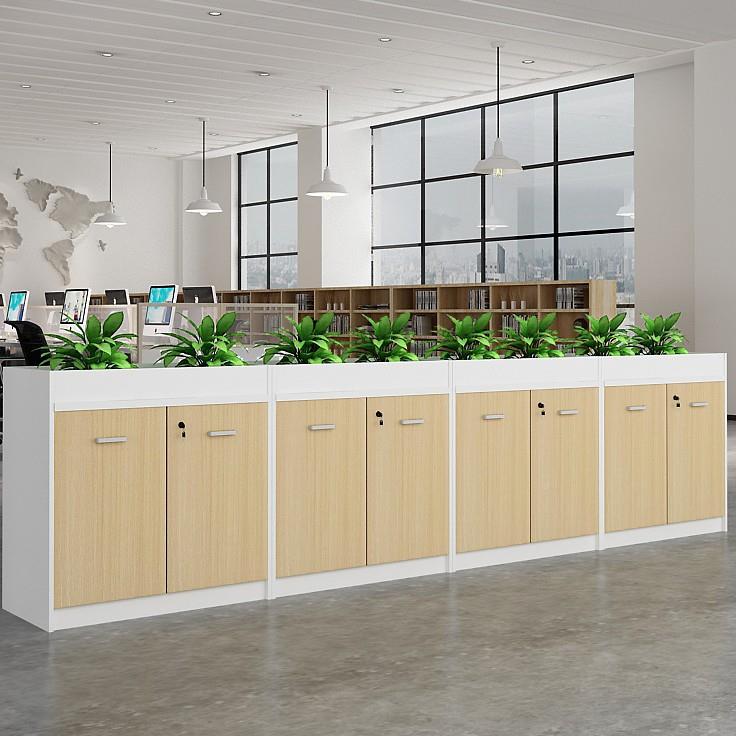 办公室办隔槽柜G001花柜矮柜文断件柜子木质资料储物柜带锁花草柜