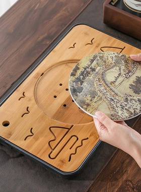 源头厂高端国潮ali-scsc干速吸水茶酒盘家家用店密胺塑料竹制干泡