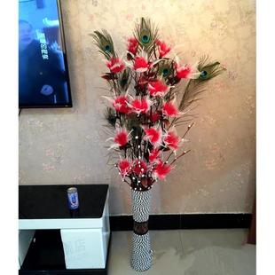 叶装脉干花客厅玄关落地花饰树枝YT535879柳天然孔雀花曲毛叶脉百