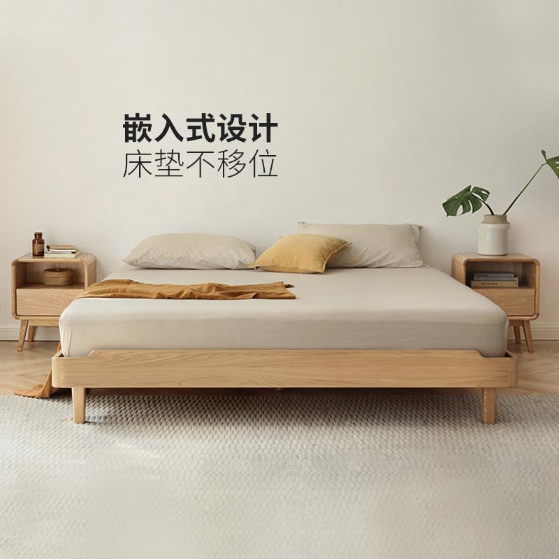 木床榻榻米无曲柳床头床小户型1Y21B10.5米床白水蜡木实实木双人