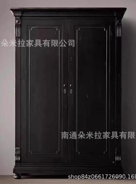 RH实木式68686衣柜美式橱2门衣大柜法复古做旧衣柜卧室衣主卧