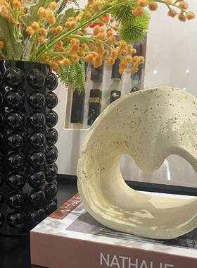 美报现代几何黄U拱形仿书米洞石摆样板件间售74楼处柜轻奢树脂饰